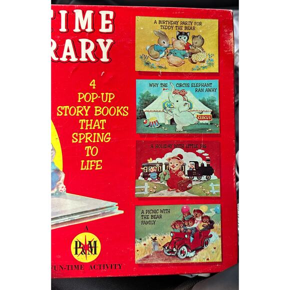 1963 The Playtime Pop-up Library 4 Books & box Platt & Munk Co. Vintage - Picture 2 of 10